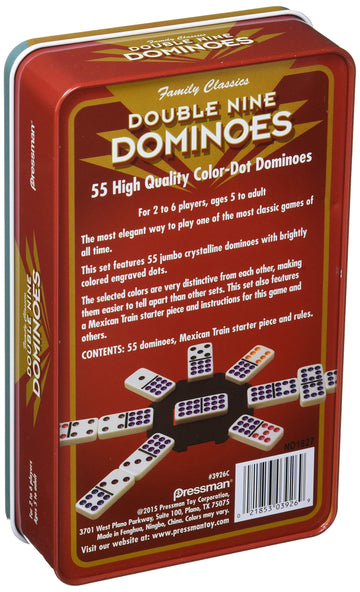 Pressman Dominoes Double 9 In Tin