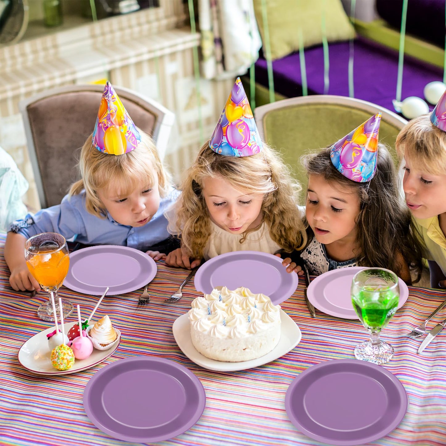 CHUNNIN 48Pcs Purple Birthday Party Paper Plates for Light Purple Cake Party Supplies 7  Purple Theme Lilac Lavender Birthday Pa