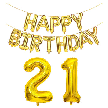 Shuntai 21St Birthday Decorations For Him Her 21 Balloon Number Gold Jumbo Numbers 12 Foil Mylar Balloons With Letters Happy Bir
