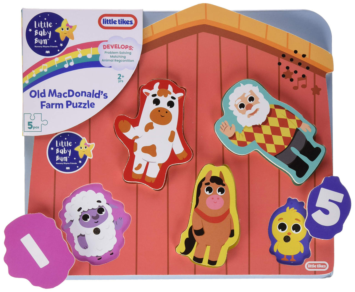 Little Tikes Baby Bum Musical Wooden Puzzle  Farm Pack, Multicolor