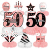 9 Pieces Rose Gold 50th Birthday decorations for Women Pink 50th birthday centerpieces for Table Decorations Cheers to 50 Years 
