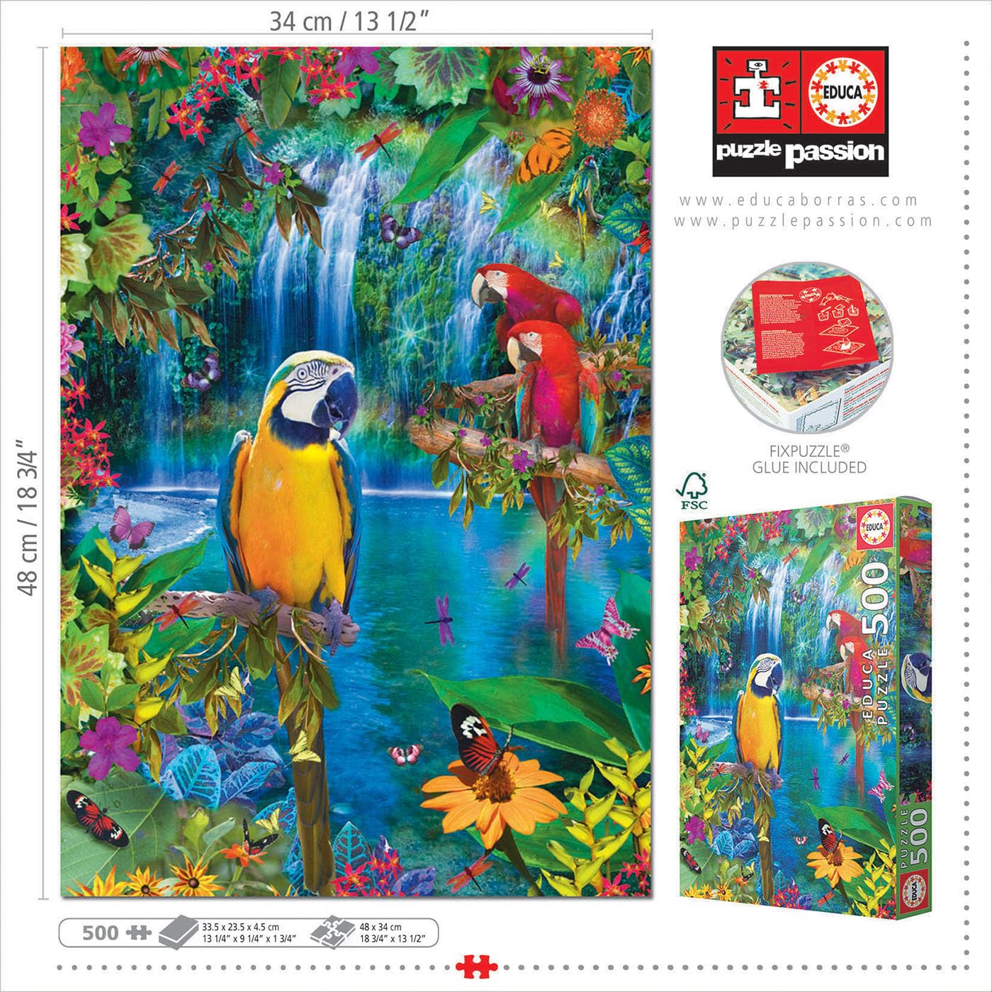 Puzzle Passion Educa Bird Tropical Land Puzzle (500 Piece)