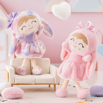Gloveleya Easter Bunny Gift Baby Girl Gift Plush Bunny Dolls First Baby Doll Toddlers Rabbit Toy Bunny Gifts For Girl Tie-Dye Pu