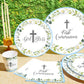 LyhongParty First Communion Decorations, First Communion Paper Plates and Napkins (Serves 25), Blue Baptism Plates and Napkins,B