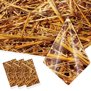 3 PCS Straw Tablecover Hay Bales for Decoration Farm Hay Table Cover Waterproof Straw Tablecloth Rectangle Plastic Tablecloth fo