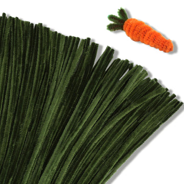 Giwrmu 100 Pieces Pipe Cleaners Chenille Stem, Grass Green Pipe Cleaners Craft, Fuzzy Sticks Craft Supplies, Colored Pipe Cleane