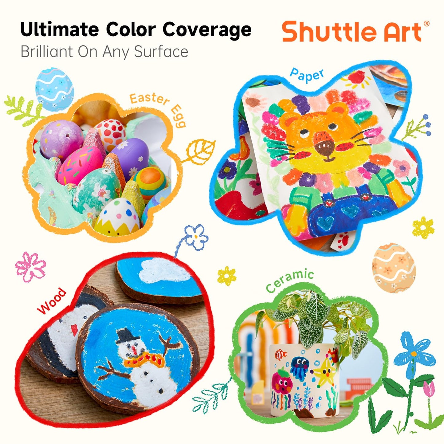 Shuttle Art Tempera Paint Sticks - 30 Colors, Non-Toxic, Quick Drying, 30 Count