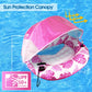 COOLCOOLDEE Inflatable Pool Chair Float with Shade, Large Pink Vinyl, Model CCD03, Heavy Duty with Cup Holder & Backrest