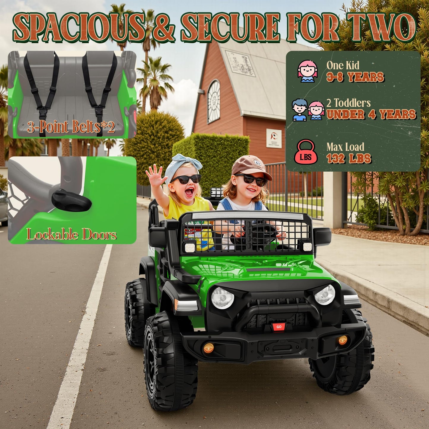 JOYRACER 24V Ride on Toys for Big Kids, 2 Seater Ride on Car w/ 800W Motors, Remote Control, 20Seat, Mult-Led Lights, 3 Speed,
