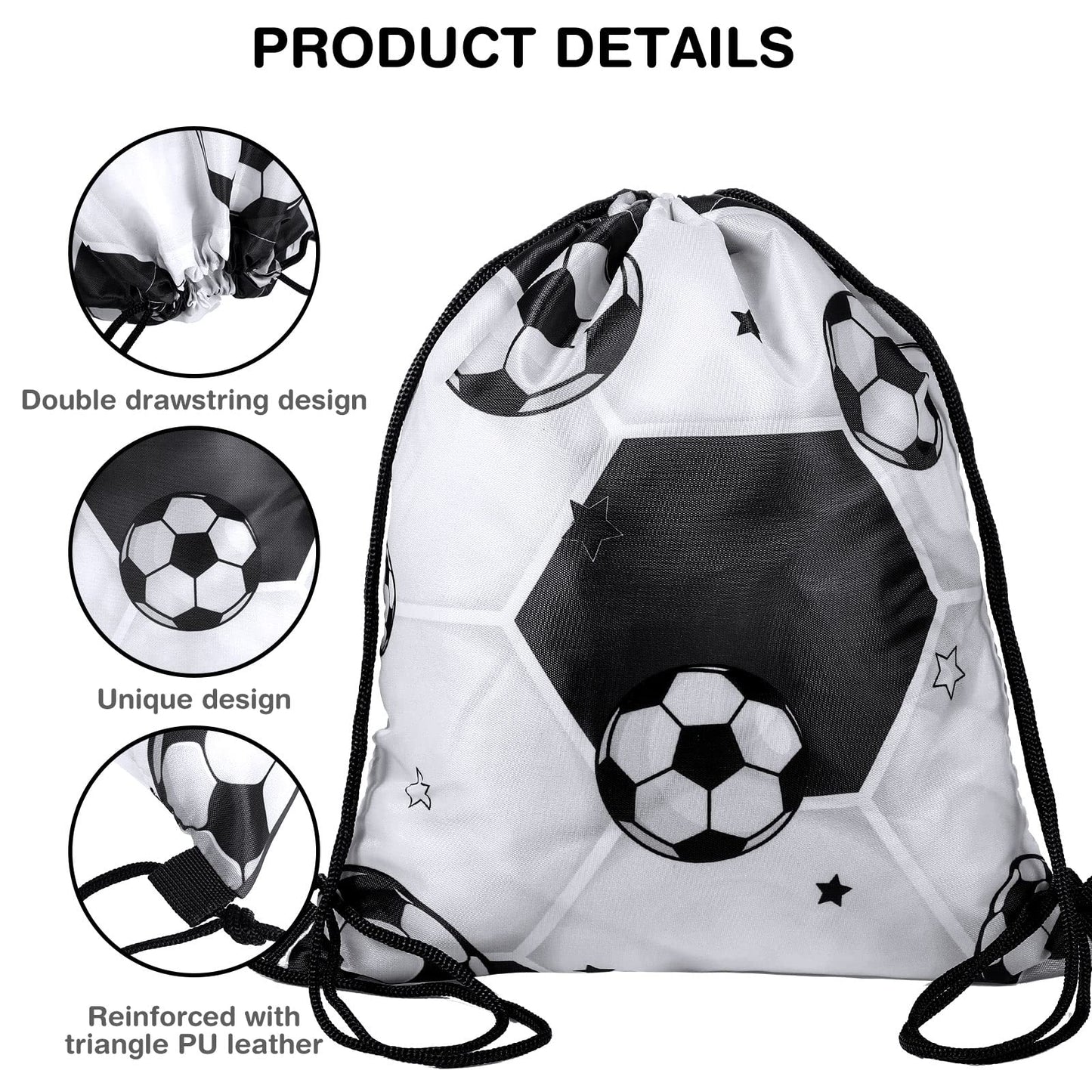 Coume 20 Pack Soccer Drawstring Bags 12 x 10 Inch Portable Sports Backpack Soccer Party Favors for Girls Boys Birthday Goodie Ba