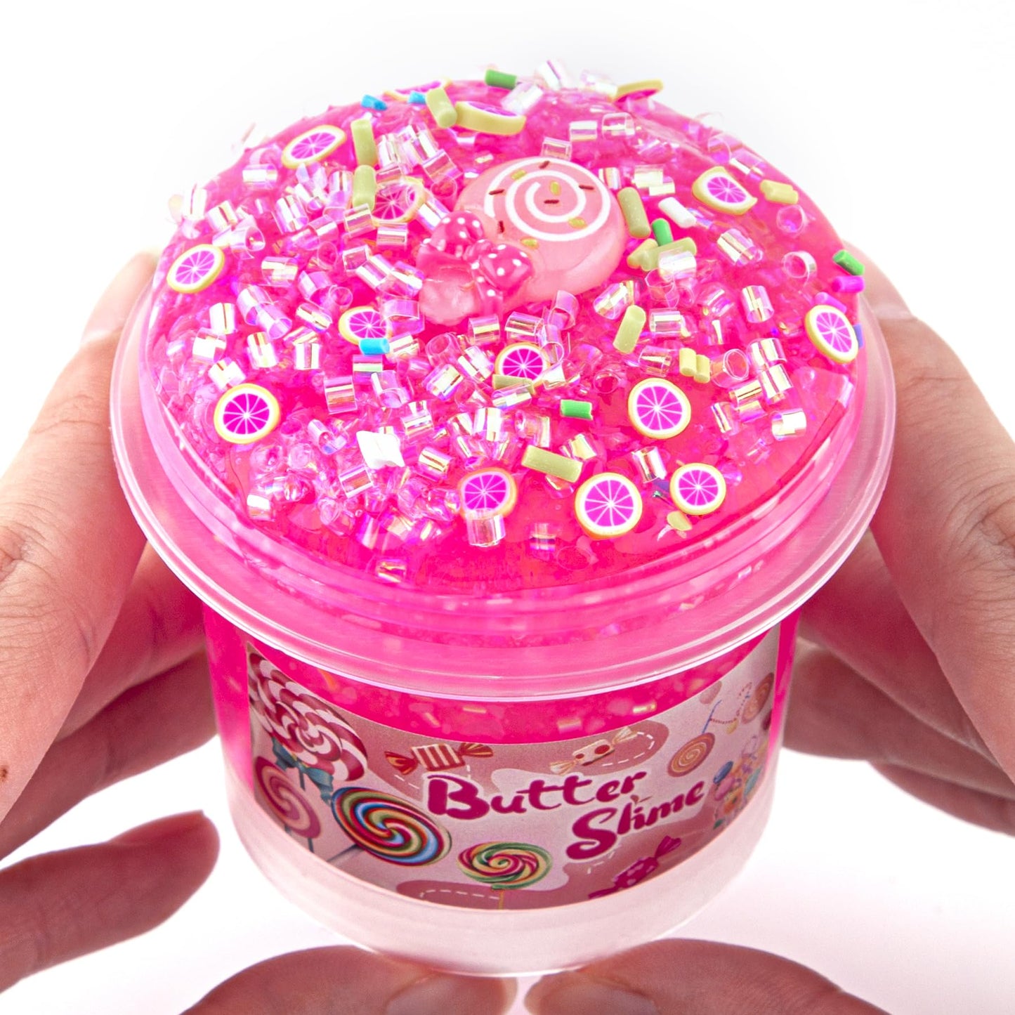 Pink Clear Bingsu Slime, Non-Sticky Glimmer Crunchy Slime, Slime Party Favors For Girls And Boys Ages 8-12, Slime Sensory Toys,