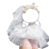 Doll Clothes - Wedding Bliss Gown Set for 17cm LBB  Including a White Veil  Pearl Necklace  Floral Wedding Dress  and Pearl-Adorned Headdress - Doll Not Included