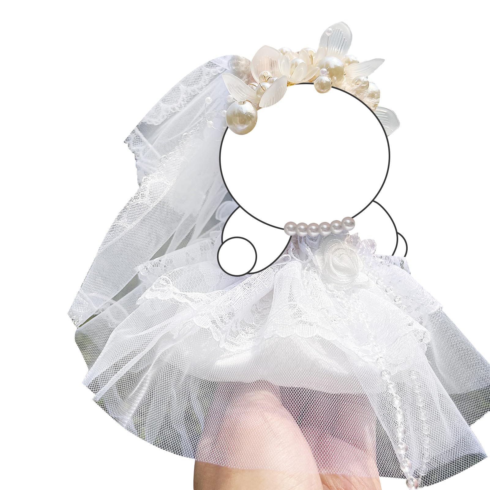 Doll Clothes - Wedding Bliss Gown Set for 17cm LBB  Including a White Veil  Pearl Necklace  Floral Wedding Dress  and Pearl-Adorned Headdress - Doll Not Included