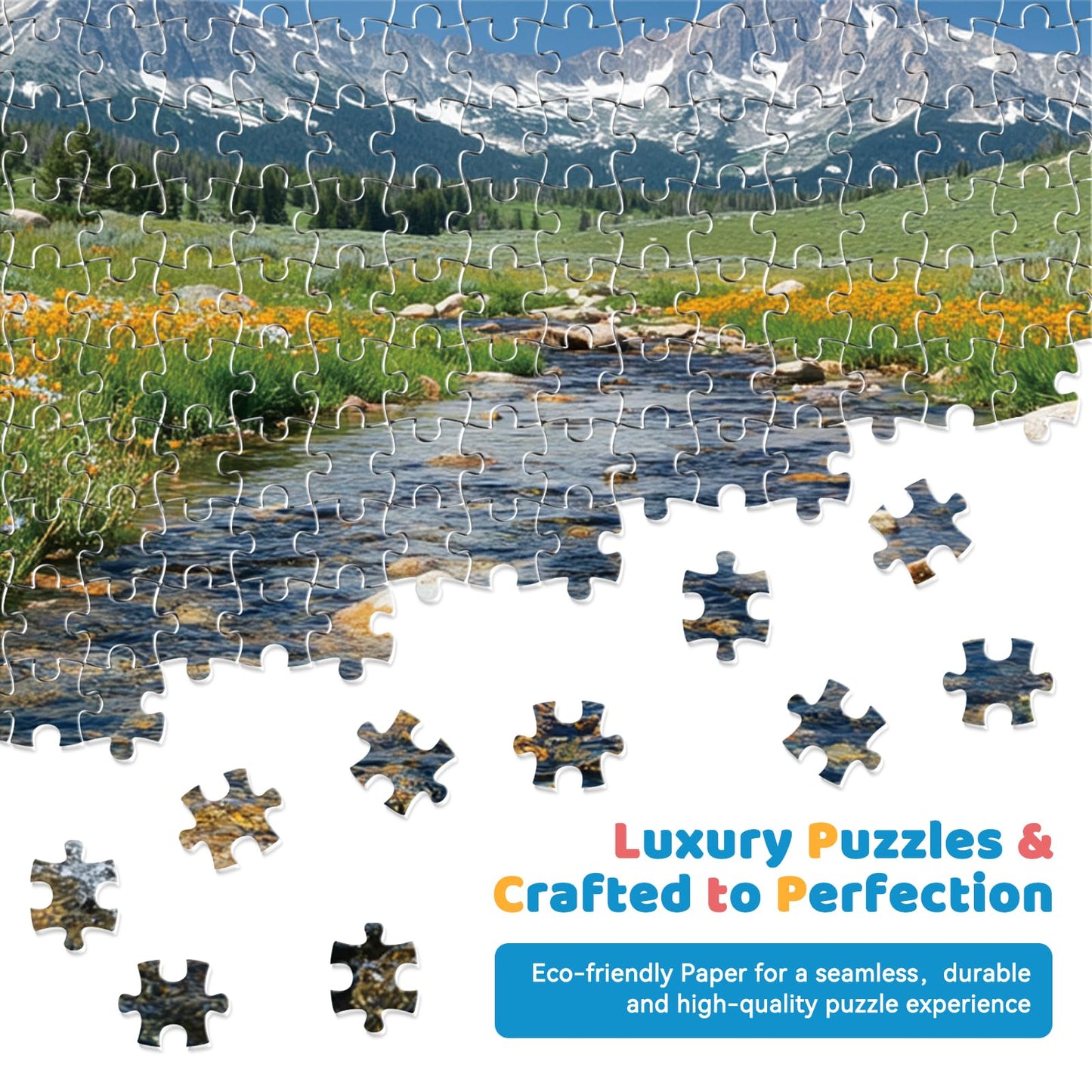 300 Pieces Nature Puzzle for Adults,Maroon Bells Mountain Lake Landscape Large Piece for Kids Adults Teens,Recycled Paper,Glossy