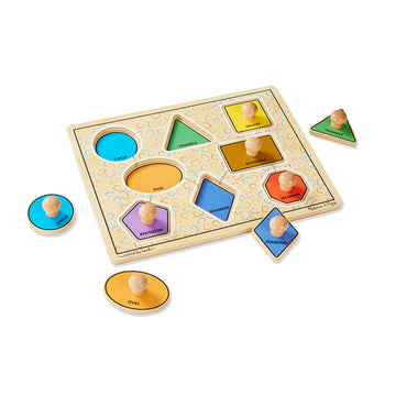 Melissa & Doug Geometric Shapes Lg Peg Puzzle Puzzles Wooden Toy 3+ Gift for Boy or Girl