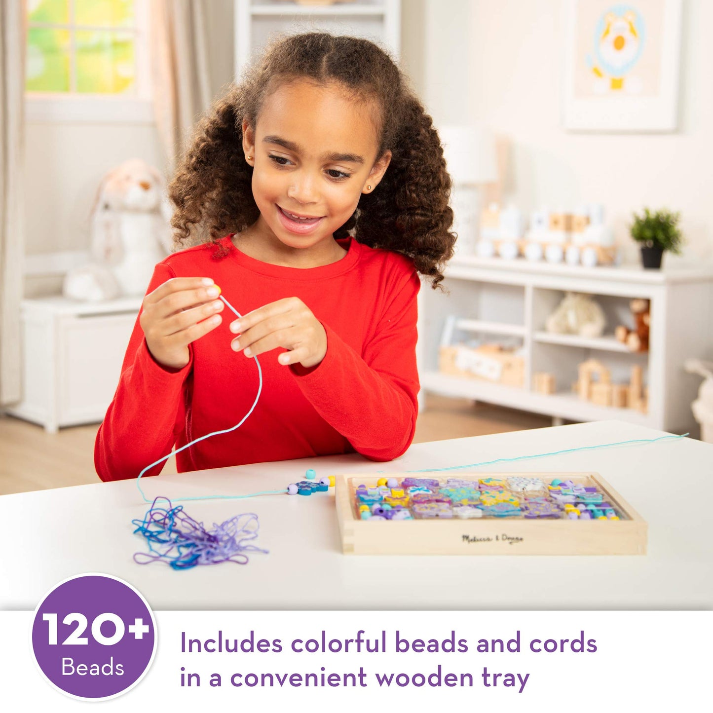 Melissa & Doug Created by Me! Butterfly Beads Wooden Bead Kit, 120+ Beads for Jewelry-Making