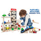 Imagination Generation Wooden Parking Garage Playset with Elevator & Accessories, 19 pcs, TSTR-002, Ideal for Mini Toy Cars