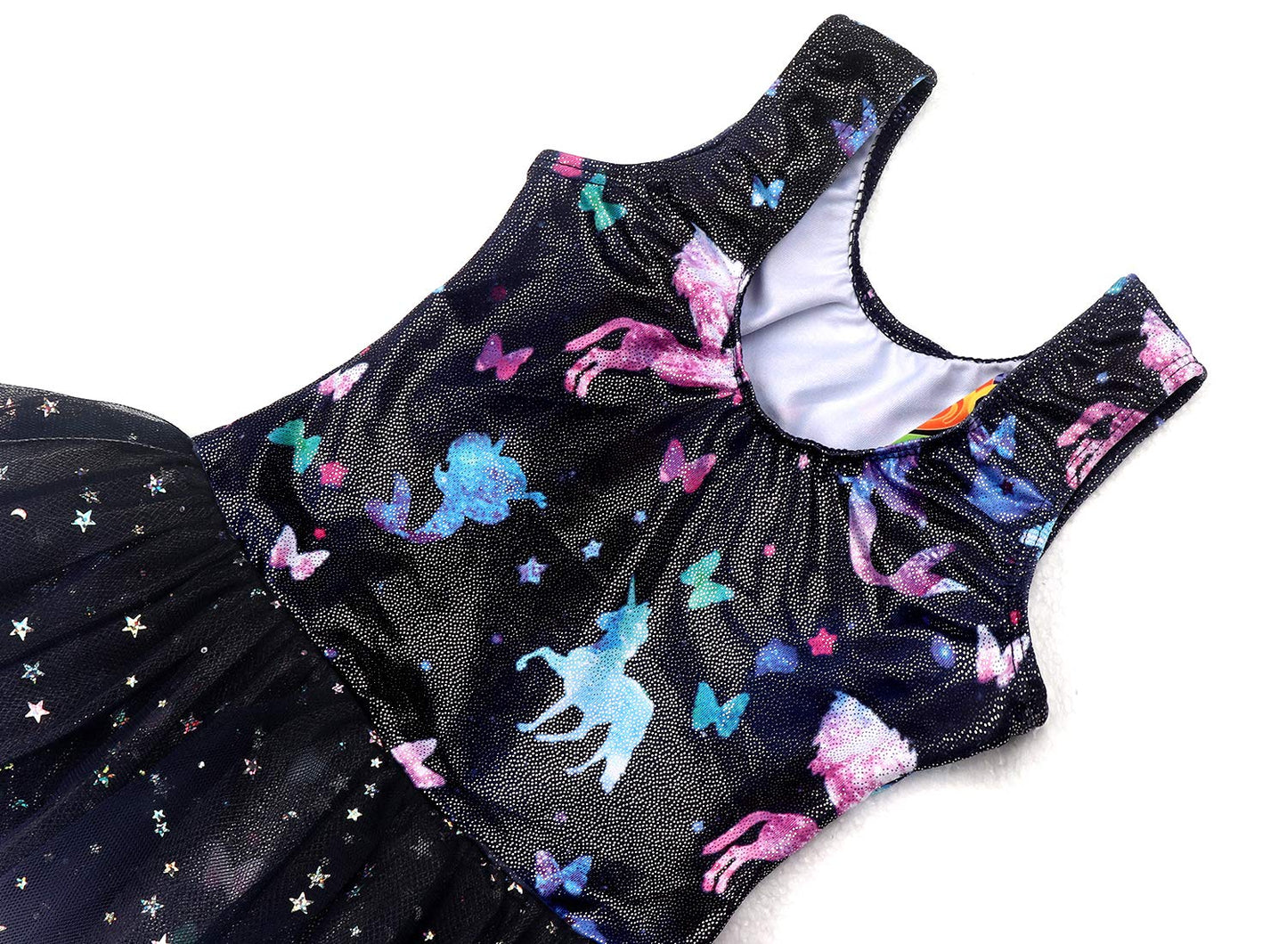 EQSJIU Gymnastics leotards for girls 7-8 ballet dance dress unicorn mermaid butterfly cosmos stars dark blue