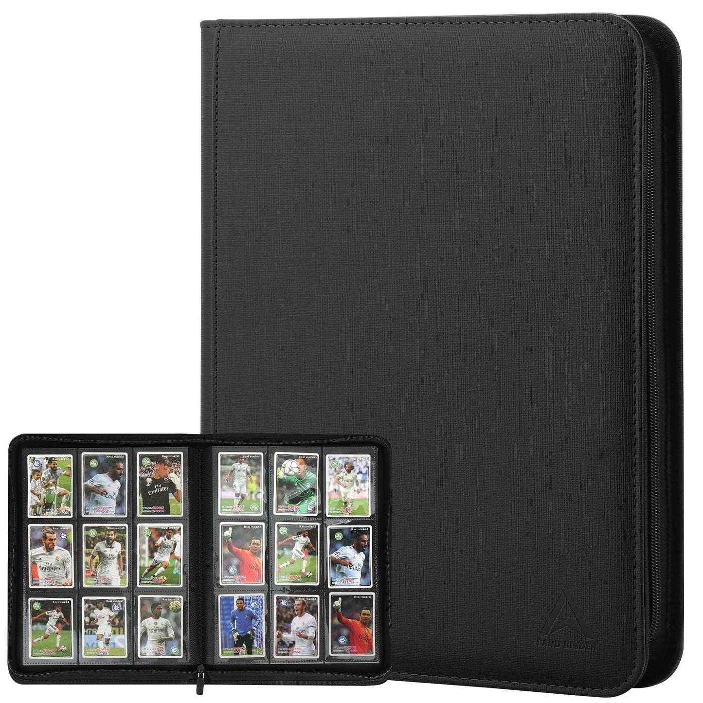 9 Pocket Trading Card Binder 540 Capacity with Zip Closure - enhanced Double Sided PU Leather Card Protector  Hold & Organize Cards for TCG  MTG  Sports Cards (Black)