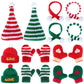 Hiboom 12 Pcs Winter Mini Christmas Knit Hat Scarf Gloves Set Christmas Doll Knit Decor Clothes For Winter Elf Doll Clothing Acc