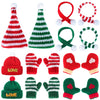 Hiboom 16 Pcs Winter Mini Knit Doll Hats and Scarves Decor Mini Santa Hat Tiny Gloves Set Christmas Doll Clothes for Christmas S