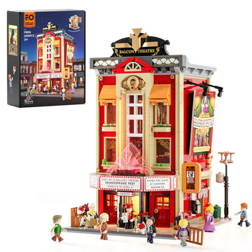 Funwhole Balcony-Theatre Lighting Building-Bricks Set - City Town Creator House Led Light Multi-Form Modular Collectible Display Kit 2445 Pcs For Adults And Movie Lovers