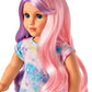 American Girl Truly Me 18-Inch Doll 116 With Light-Blue Eyes, Wavy Purple-And-Pink Hair, Light Skin With Warm Olive Undertones, Tie Dye T-Shirt Dress