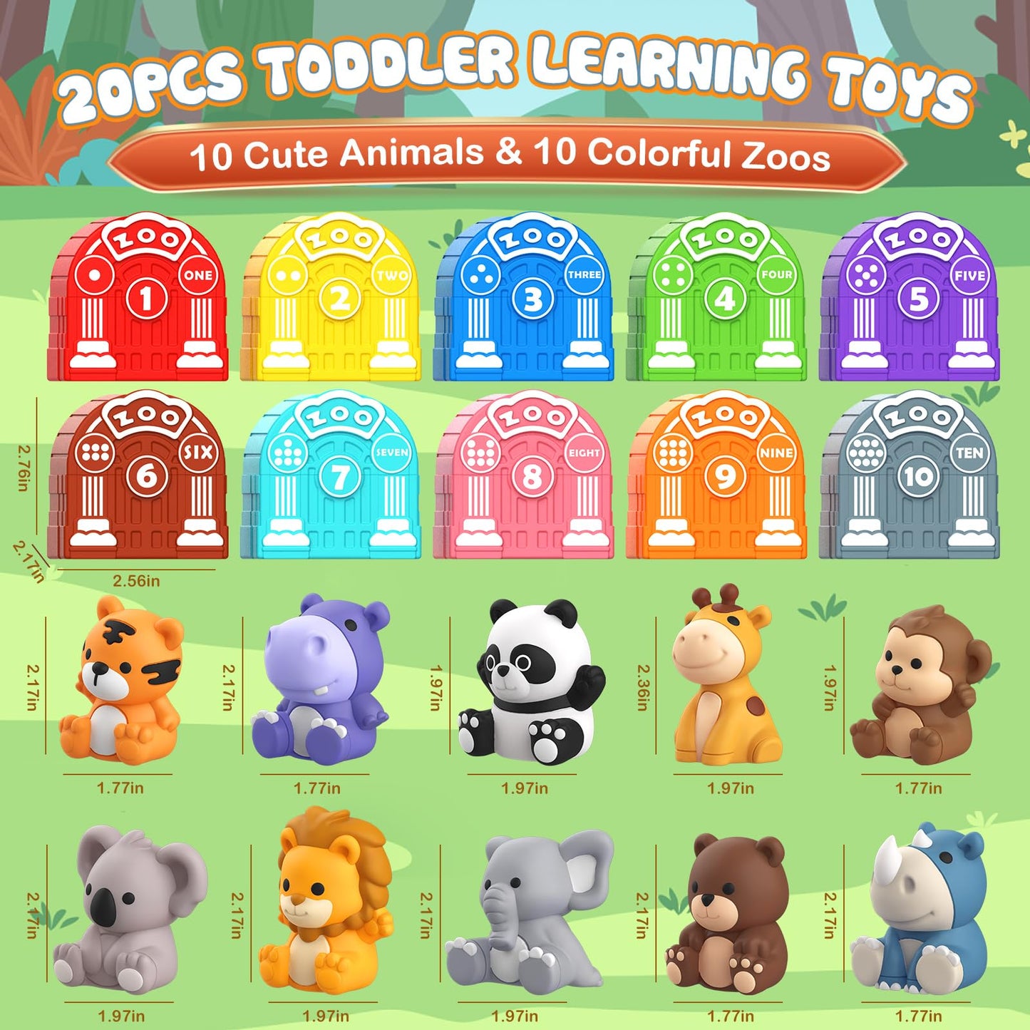 Toddler Toy For 1 2 3+ Years Old, Learning Toy For Toddlers With 20Pcs Safari Animal Toy, Montessori Educational Toy For Kids,10 Animals &10 Houses For Babies Boys Girls Easter Christmas Birthday Gift