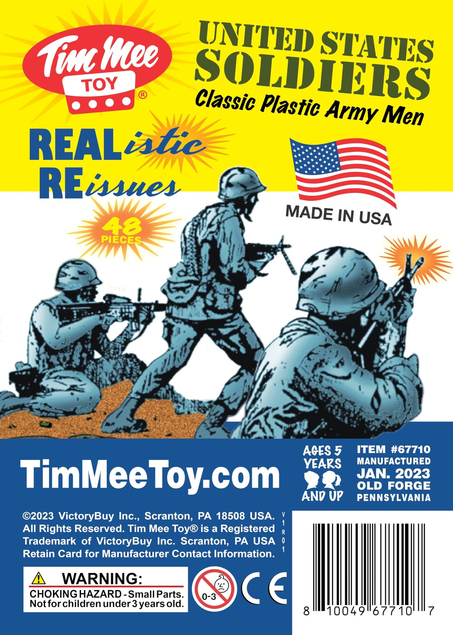 Tim Mee Plastic Army Men - 48pc Toy Soldier Figures, Powder Blue, Made in USA, Model 67710