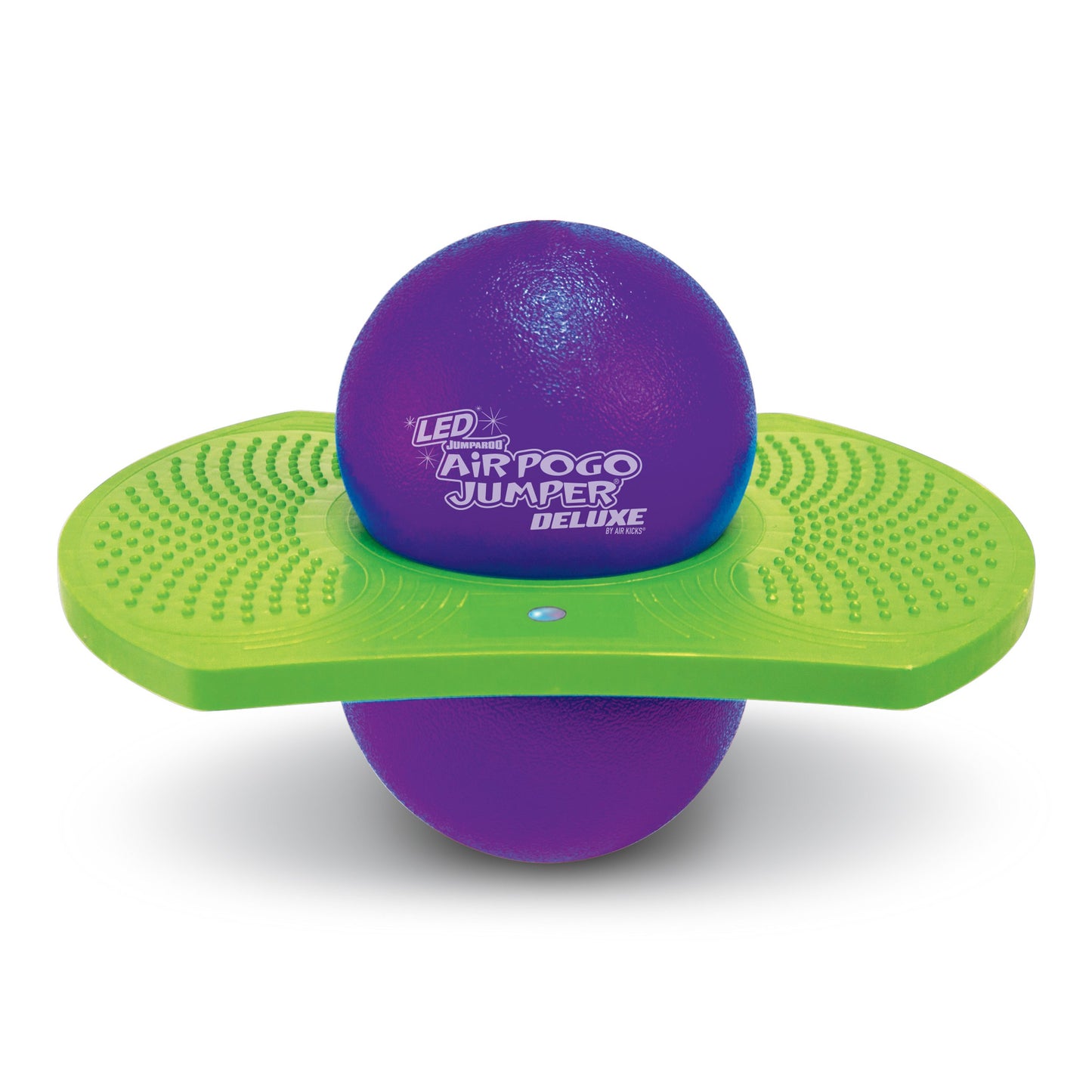 Geospace Original Led Air Pogo Jumper Deluxe With Motion-Activated Lights, Indoor Or Outdoor Trick Bounce Board For Boys, Girls, Teens Ages 6+ Or Up To 160 Lbs, Pump Included (Purple/Green)