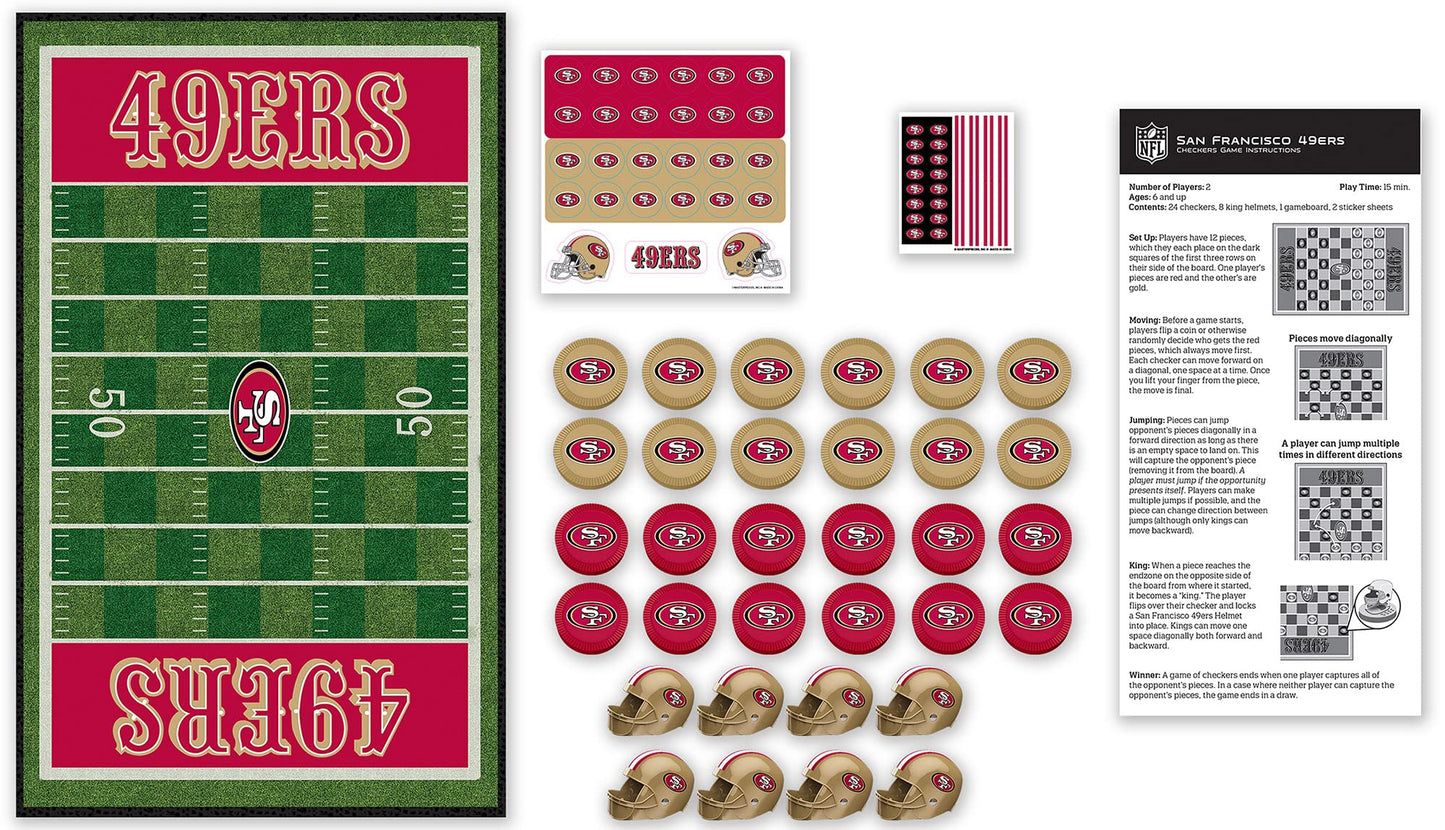 MasterPieces NFL San Francisco 49ers Checkers - Official Board Game for Kids & Adults, 13" x 21", Cardboard Material