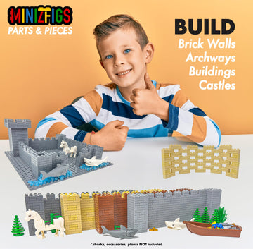 Minizfigs 265 Pieces Tan Masonry Profile Bricks Set Building Blocks for Bulk Brick Wall Parts and Pieces City Castle Medieval Co