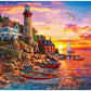 Buffalo Games 1000 Piece Jigsaw Puzzle - Sunset at Lighthouse Bay - Multicolor - 26.75 x 19.75 - Challenging Puzzle for Adults