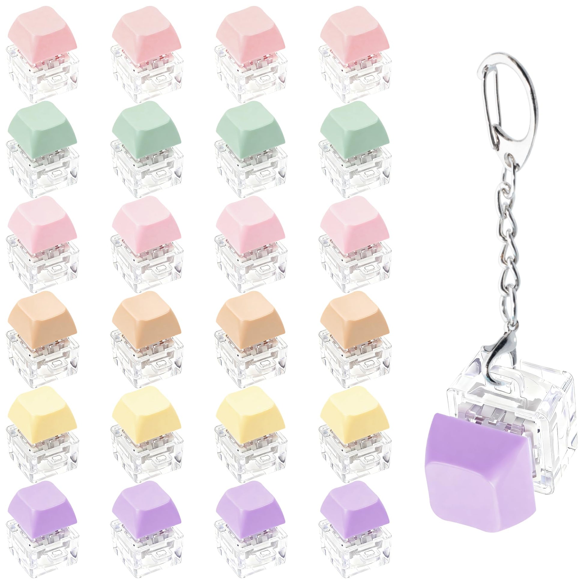 Macaron Keyboard Fidget Toy, Keyboard Fidget Keychain Macaron Keyboard Decompression Button Finger Clicker Toys, Button Stress R