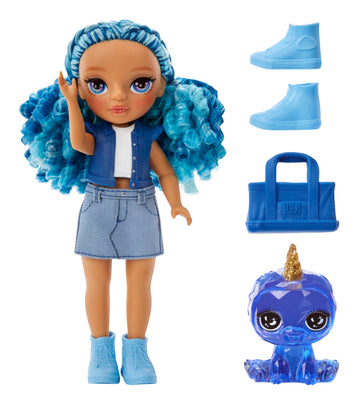 Rainbow High Littles – Sapphire Bradshaw, Blue 5.5' Posable Small Doll With Purse, Magical Pet Yeti, Girls Toy Gift, Kids Ages 4-12 Years