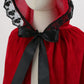 Lmyove Girls Little Red Riding Hood Cloak Costume, Kids Halloween Christmas Red Cape (Medium, Red&Black)