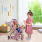 Dolls To Play Baby Doll Convertible Pram Stroller for Kids  Adjustable Handle Foldable Buggy Carriage with Canopy and Storage Basket Heavy Duty enhanced Quality Purple - 25 Inch