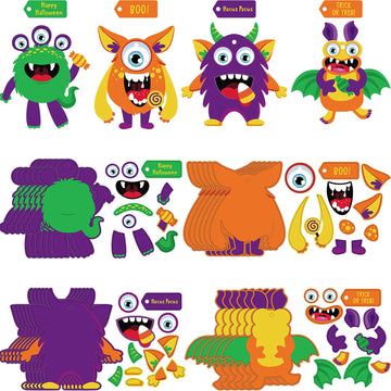 Sumind 24 Sets Halloween Craft Paper Ornaments Kits DIY Craft Halloween Paper Decorative Kit Art DIY Handcraft Supplies for Game