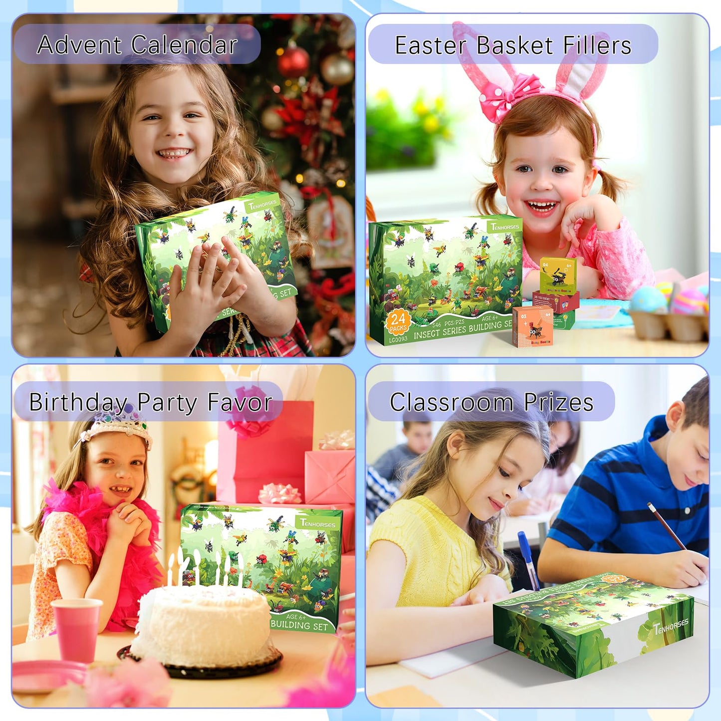 Party Favors For Kids 24 Pack Insect Building Sets, Bulk Educational Bug Blocks Toy For Valentines Day Classroom Prizes, Goodie Bags, Easter,Christmas, Birthday Party Gifts For Boys And Girls