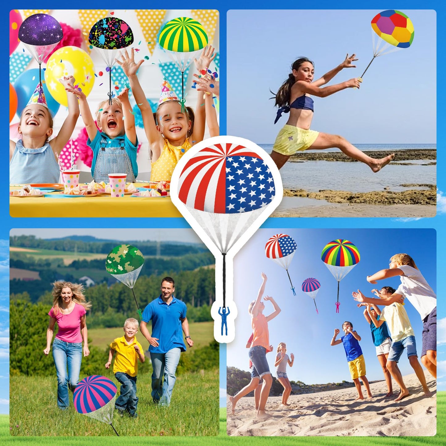 utosday Parachute Toy Outdoor Flying Parachute for Kid  tossing Children's Flying Toys with Small Figures  Top Indoor & Outdoor Hand Throw Soliders for 3 4 5 6 7 8 9 10 11 12 Year Old (10PCS)