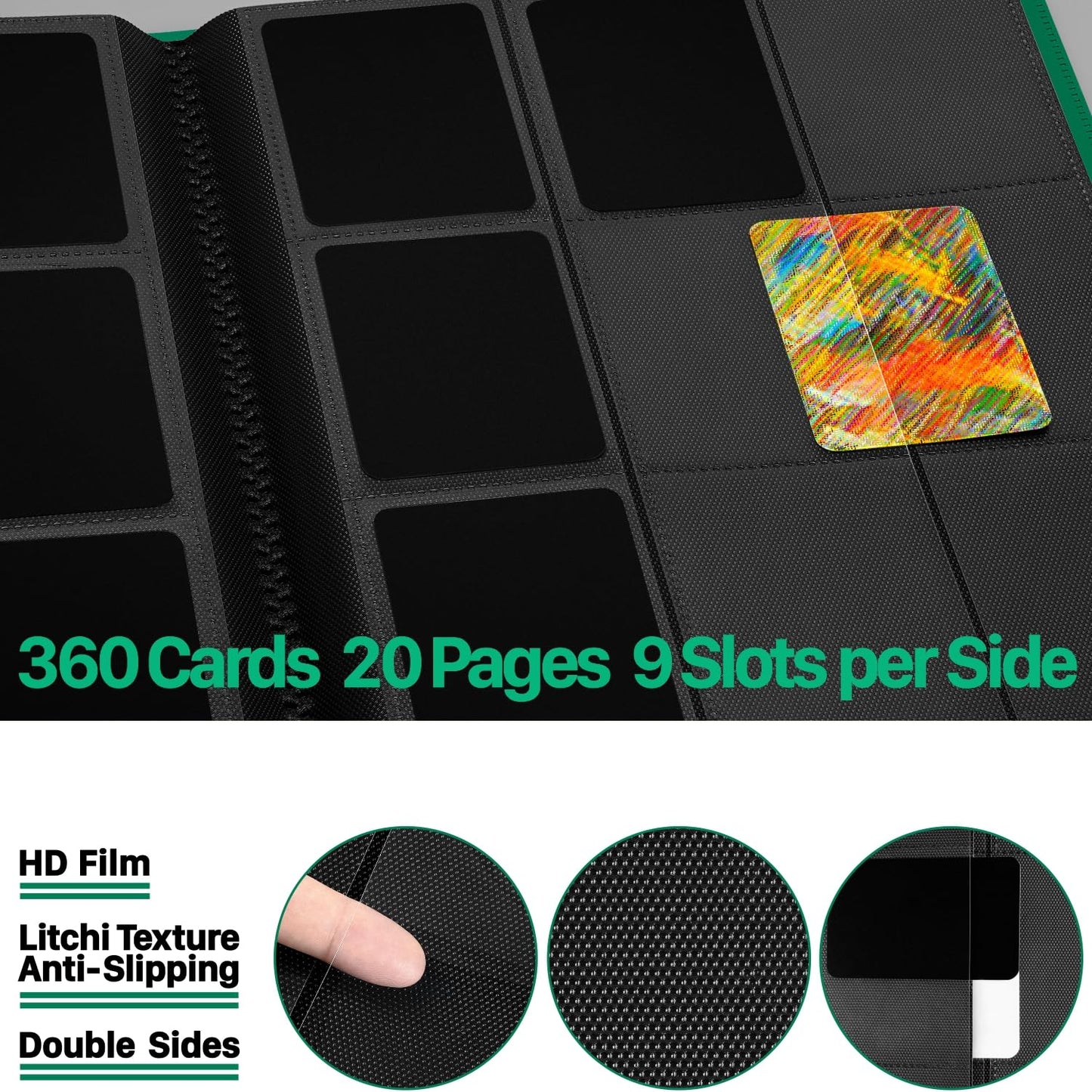 ?2025?Trading Card Binder 9 Pocket Pages, Sports Hockey Card Binder Collector Side-Loading Baseball Card Holder Binder With Slee