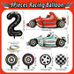 Number 2 Race Car Balloons, 43 Inch Race Car Party Decorations, Wheel Tire Balloons, Black And White Checkered Foil Balloons, Ca