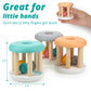 DUCKBOXX XX Montessori Infant Toys, Natural Wood Rolling Rattle Toy for Babies Ages 0m - 2yrs (White Base - 3pcs)