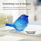 H&D HYALINE & DORA Blue Glass Bird Figurine Set of 2, Miniature Collectible Crystal Birds for Desk Decor