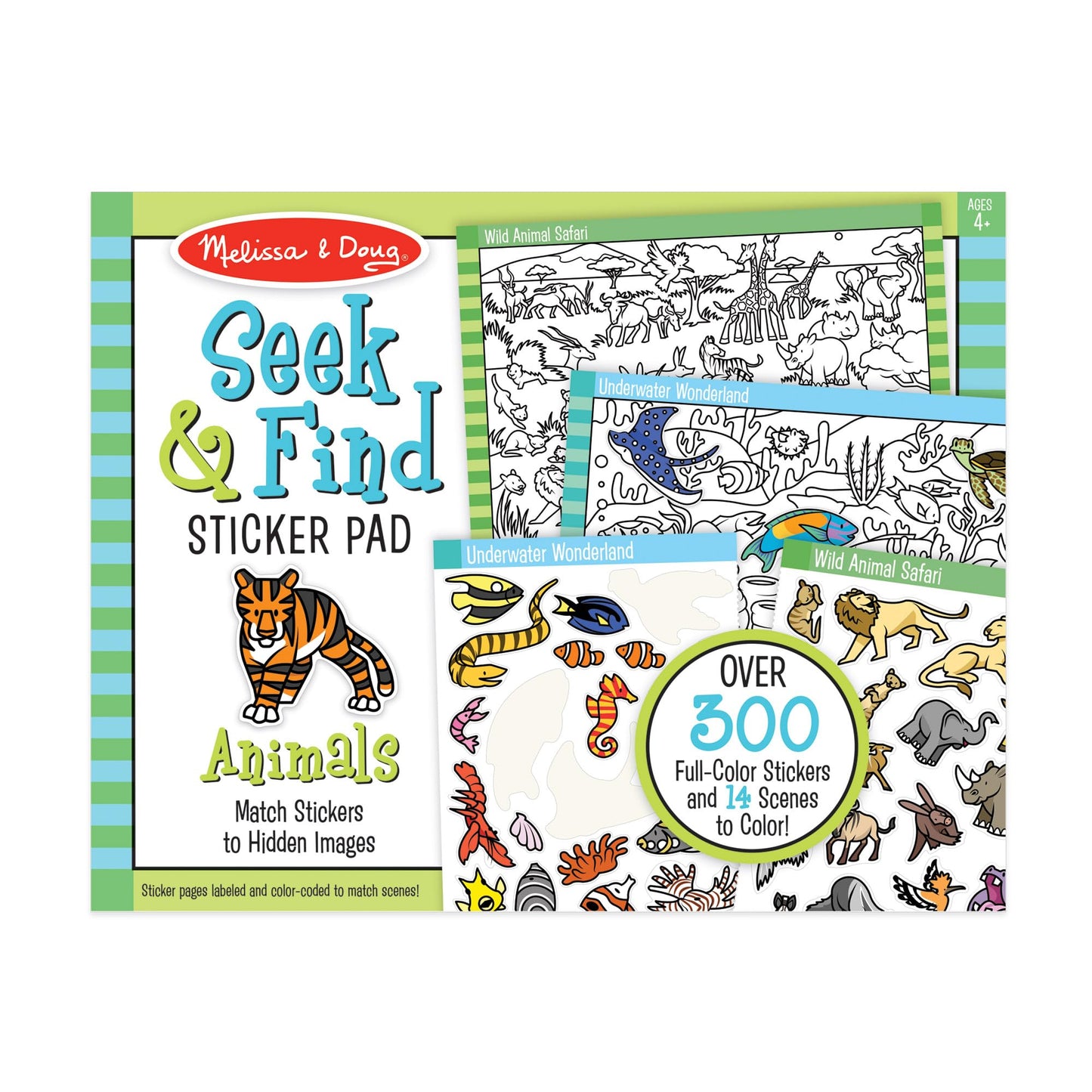 Melissa & Doug Seek and Find Sticker Pad, Animals (300+ Stickers, 14 Scenes to Color) - FSC Certified