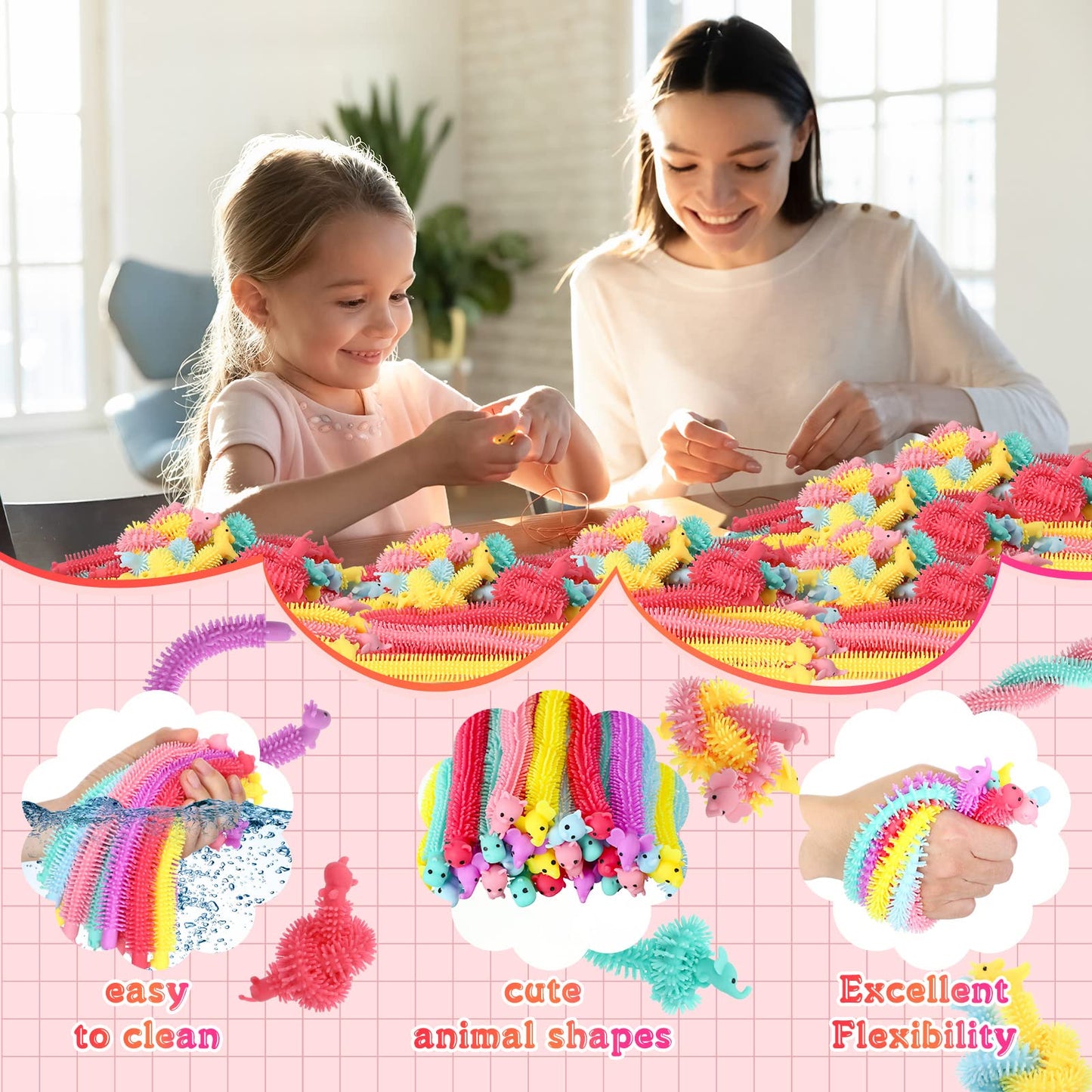 Chivao Bulk Stretchy String Fidget Toys Animal Sensory Toys Pack Worm Sensory Stress Fidget Toys For Adults Stress Anxiety Relie