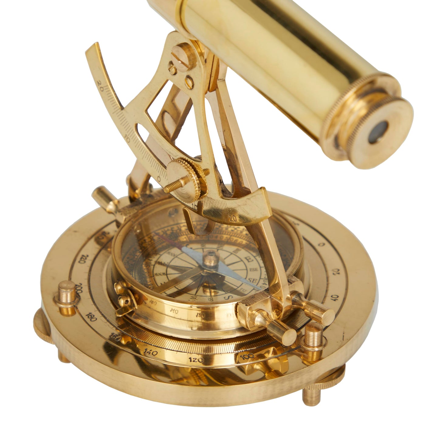 Deco 79 Metal Telescope With Compass Base, 8' X 8' X 8', Brass