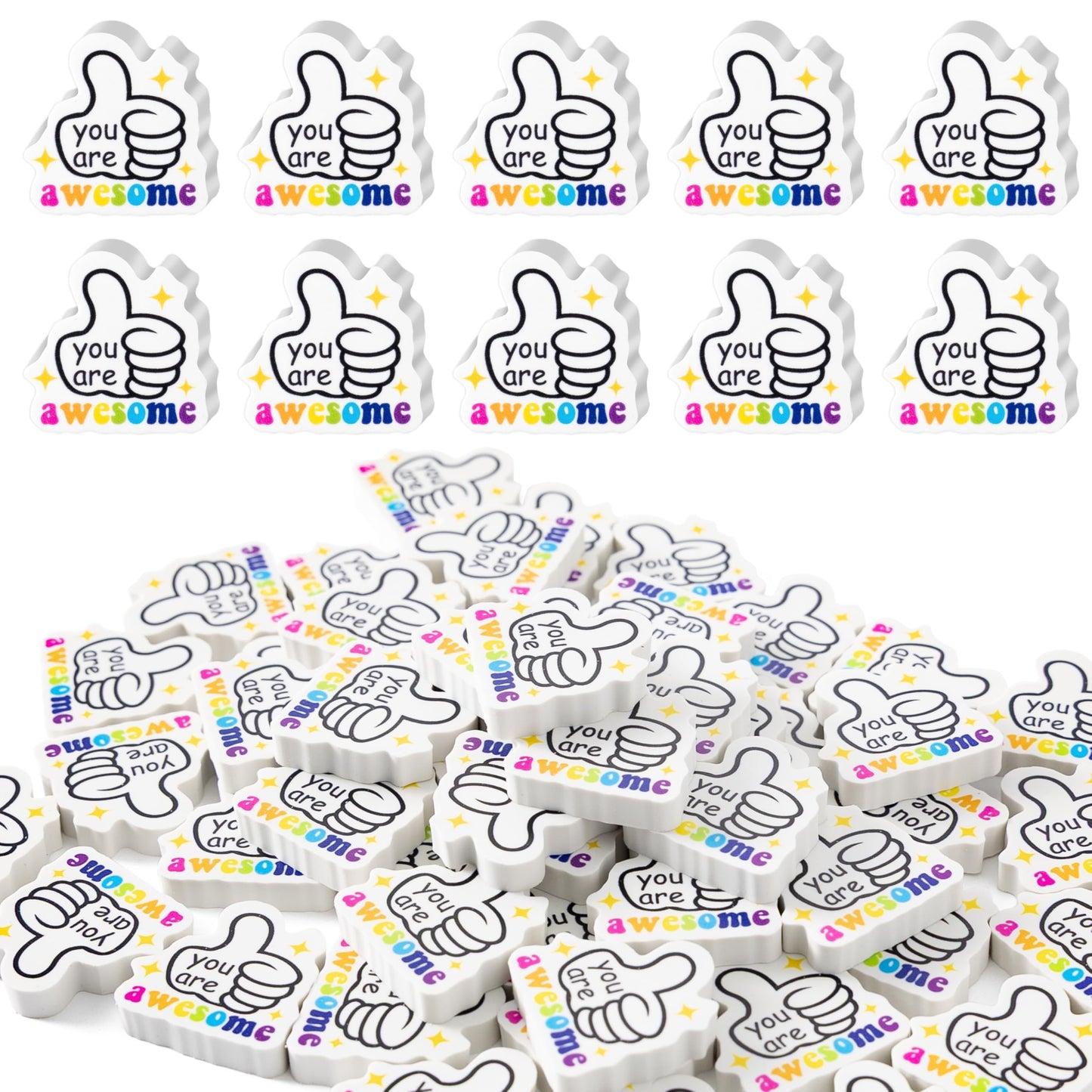 ANGOLIO 60Pcs Back to School Eraser You are Awesome Mini Inspirational Erasers Classroom Stationery for First Day of School Part