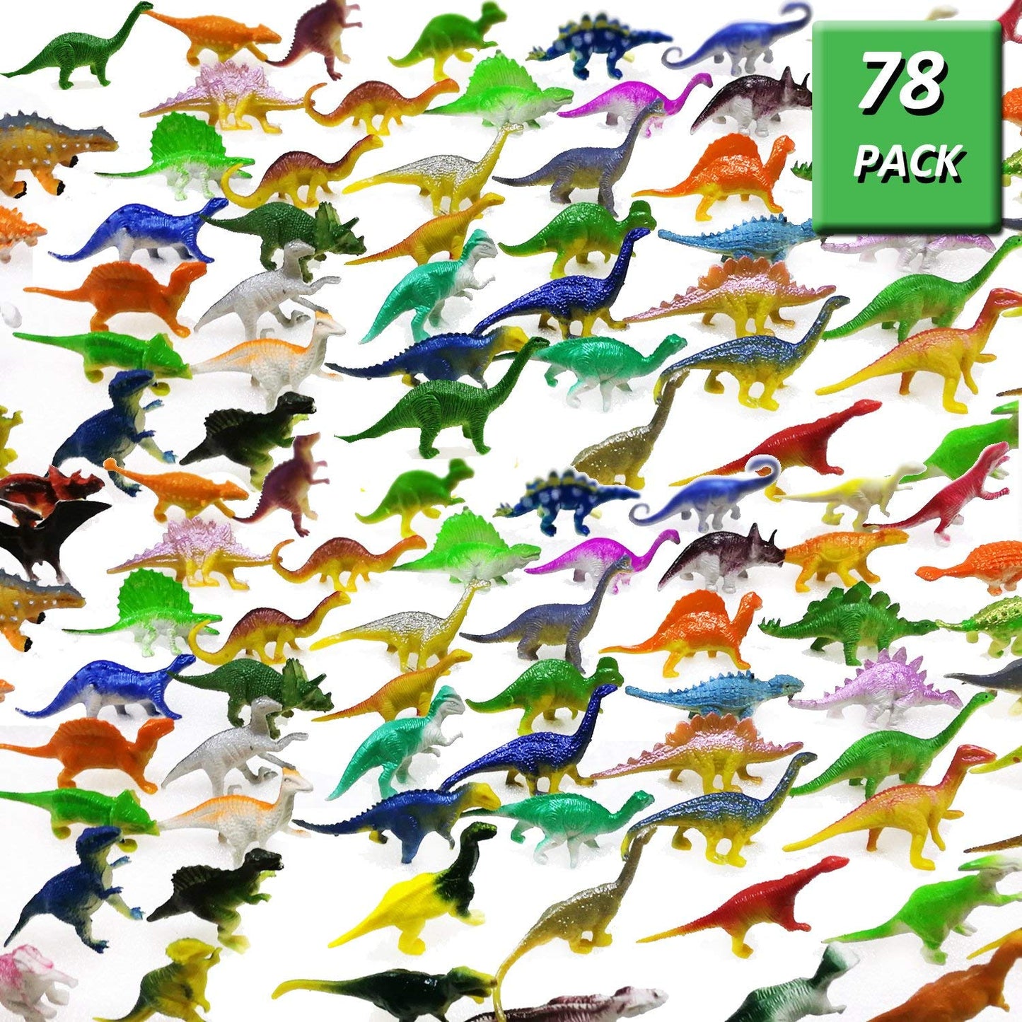 OuMuaMua Dinosaur Toys  Plastic Mini Dinosaur Figure Toy Set Including T-rex  Stegosaurus  Monoclonius for Kids Toddler Dinosaur Birthday Party Favors  Christmas Valentines Day Gifts  78 Pack
