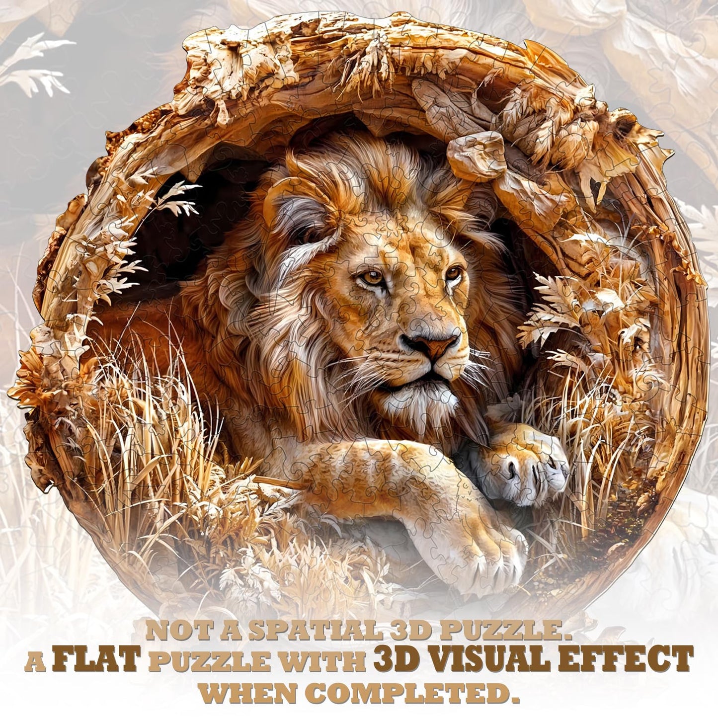 KAAYEE Wooden Puzzles for mature-themeds  3D Vision Effect Lion King Wooden Jigsaw Puzzles 300 PCS Unique Shape Advanced Wood Puzzle mature-themed  Fathers Birthday Family Game (L-13.4 * 13.4in)